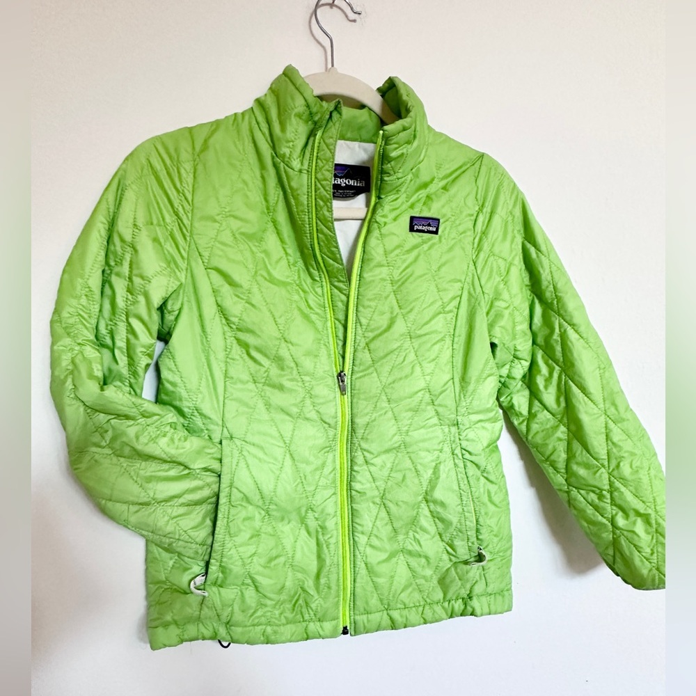 Patagonia Kids Lime Green Quilted Puffer Jacket